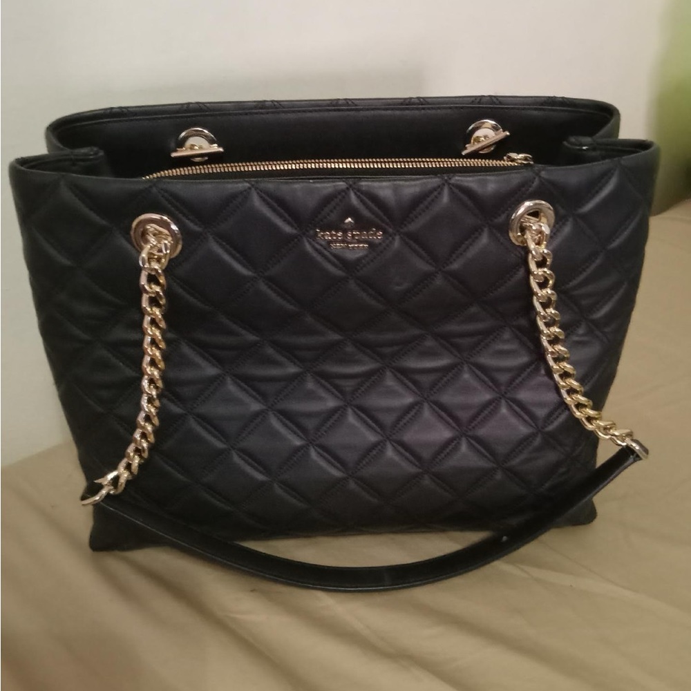 NWOT Kate Spade Carey Quilted Black Leather Tote Purse Handbag!